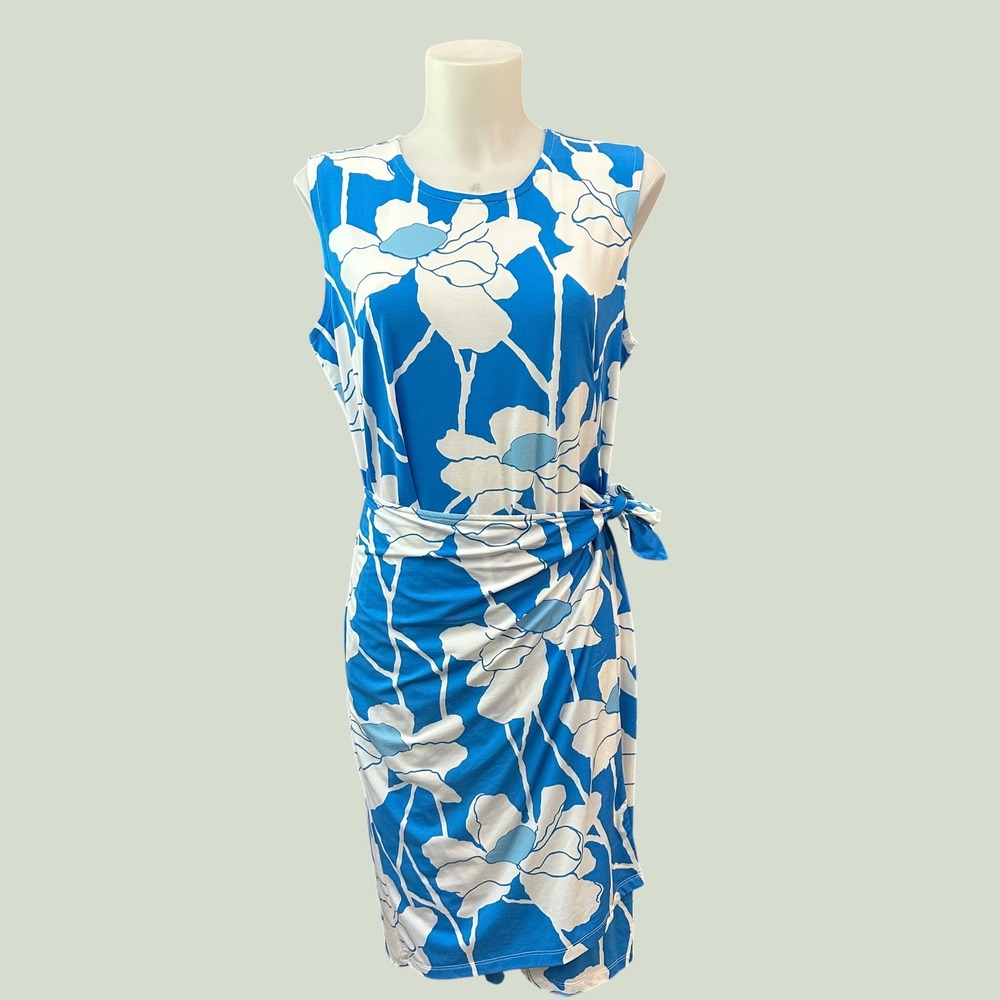 J. McLaughlin Sarabelle Raw Edge Asymmetric Floral Faux Wrap Dress sz L - New